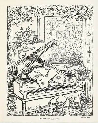 piano books,pianet,piano,the piano,pianos,fortepiano,harpsichord,pianist,concerto for piano,grand piano,player piano,play piano,piano lesson,piano player,typewriter,cd cover,spinet,vintage ilistration,the gramophone,ondes martenot,Illustration,Children,Children 02