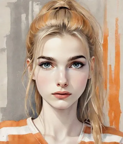 girl portrait,portrait of a girl,clementine,girl drawing,young woman,mystical portrait of a girl,digital painting,fantasy portrait,artist portrait,cinnamon girl,portrait background,illustrator,angelica,blond girl,blonde girl,vector girl,world digital painting,portrait,face portrait,painter doll,Digital Art,Watercolor