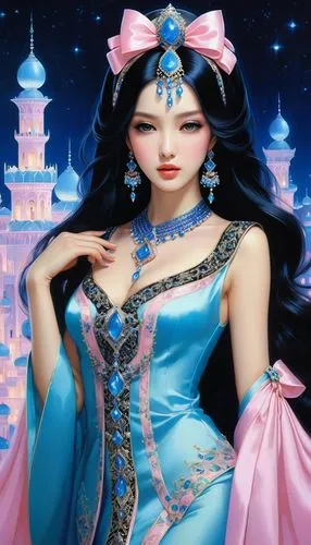 oriental princess,anarkali,fairy tale character,jasmine,radha,belliraj,Illustration,Realistic Fantasy,Realistic Fantasy 08