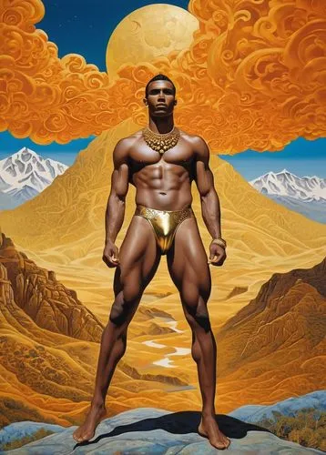 nudelman,semenya,hypermasculine,oenomaus,sandow,knowshon,yuriorkis,sokoudjou,rubenesque,konga,olatunde,balrog,african american male,baartman,overeem,holyfield,mohammed ali,afrofuturism,akinyemi,obasi,Art,Artistic Painting,Artistic Painting 01