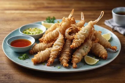 A plate of tempura squid,A plate of tempura squid,udang,fried prawn,freshwater prawns,shrimp tempura,japanese tempura,giant river prawns,Photography,General,Commercial