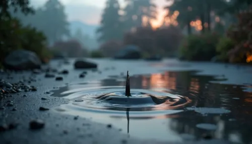 Water droplet falling in puddle, forming ripples,a small raindrop floating on top of a dle covered in water,water droplet,waterdrop,water drop,mirror in a drop,a drop of water,drop of water