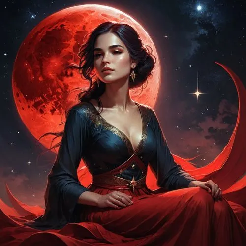 selene,fantasy picture,liliana,melisandre,fantasy portrait,lunar eclipse,Conceptual Art,Fantasy,Fantasy 17