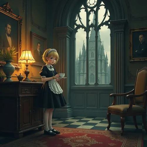 gothic portrait,the little girl's room,little girl reading,principessa,the little girl,girl in a historic way,Illustration,Children,Children 06