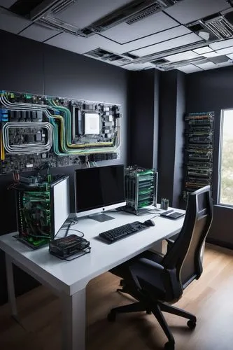 the server room,fractal design,computer workstation,computer room,3d rendering,render,3d render,datacenter,supercomputer,thinkcentre,3d rendered,supercomputers,working space,motherboard,data center,rendering,computerized,computer art,modern office,computacenter,Illustration,Black and White,Black and White 06