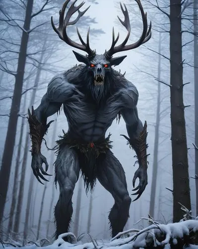 krampus,nordic christmas,raindeer,manchurian stag,buffalo plaid antlers,stag,deer bull,horned,reindeer,faun,trioceros,rudolph,minotaur,reindeer from santa claus,pagan,winter deer,druid,forest animal,huntsman,northrend,Conceptual Art,Fantasy,Fantasy 08