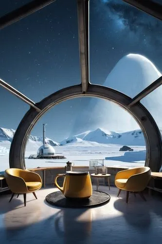 futuristic landscape,sky space concept,futuristic architecture,ufo interior,spaceship interior,breakfast room,spaceport,dining table,outdoor dining,starbase,retro diner,alpine restaurant,extrasolar,futuristic art museum,sky apartment,diner,ringworld,arcology,teahouse,moonbase,Conceptual Art,Fantasy,Fantasy 33