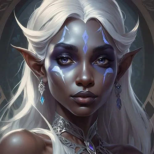 dark elf,drow,violet head elf,fantasy portrait,male elf,jaina,Conceptual Art,Fantasy,Fantasy 01