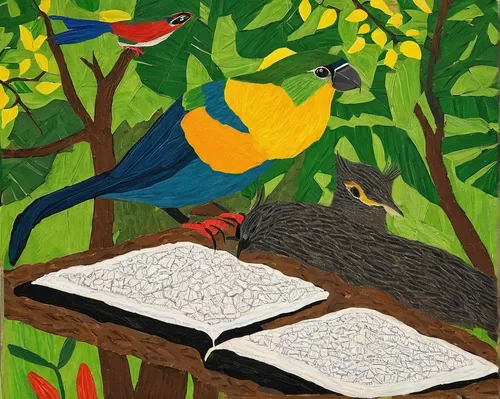 tropical birds,bird painting,birds on a branch,bird illustration,flower and bird illustration,toucans,passerine parrots,key birds,birds on branch,garden birds,songbirds,group of birds,guacamaya,colorful birds,parrots,bird drawing,the birds,book illustration,bird kingdom,yellow-green parrots,Art,Artistic Painting,Artistic Painting 25