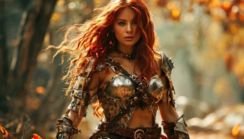 seelie,female warrior,triss,warrior woman,witchblade,elven,tuatha,celtic queen,elvish,sigyn,fantasy woman,dryad,sorceress,enchantress,autumn background,firestar,wiglaf,irisa,the enchantress,dryads