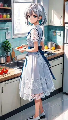 rei ayanami,girl in the kitchen,kantai collection sailor,chef,maid,piko,yuki nagato sos brigade,chef's uniform,doll kitchen,furikake,darjeeling,kantai,star kitchen,sauce pan,cooking show,nori,kotobukiya,transparent background,a girl in a dress,ako,Anime,Anime,Realistic