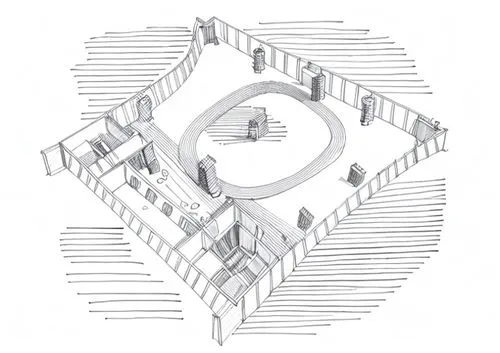 circular staircase,isometric,winding staircase,frame drawing,panopticon,architect plan,multi-story structure,spiral staircase,spiral stairs,orthographic,wireframe graphics,chair circle,wireframe,stage