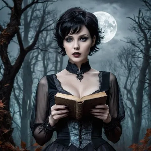 gothic woman,gothic portrait,spellbook,vampire woman,darkling,vampyre,Conceptual Art,Fantasy,Fantasy 34