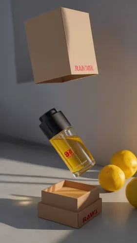 some lemons are next to boxes of perfume,energy-saving lamp,desk lamp,portable light,yellow light,miracle lamp,isolated product image,product photos,energy-saving bulbs,retro kerosene lamp,product pho