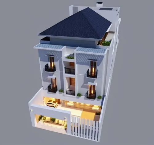 model house,dolls houses,3d rendering,miniature house,rowhouse,block balcony,Photography,General,Realistic