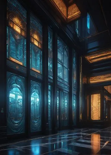 labyrinthian,hall of the fallen,arktika,orchestrion,sanctum,art deco background,levator,obscura,octavarium,bioshock,levski,art deco,radiosity,emporium,elevators,praetorium,blue room,penumbra,sacristy,metallic door,Illustration,Retro,Retro 03