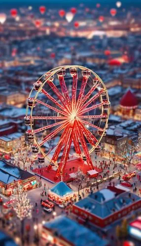 annual fair,cne,ferris wheel,tilt shift,fairground,western fair,Unique,3D,Panoramic