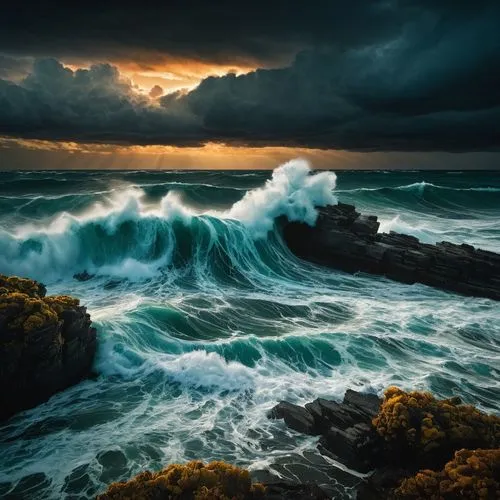 stormy sea,sea storm,seascape,seascapes,ocean waves,tidal wave,crashing waves,storm surge,tempestuous,rocky coast,atlantic,sea water splash,stormy blue,ocean background,sea landscape,storfer,rogue wave,big waves,backwash,landscape photography,Illustration,Realistic Fantasy,Realistic Fantasy 29