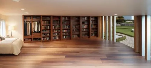 bookshelves,bookcases,hallway space,hardwood floors,brabazon,modern room,bookcase,great room,wood floor,luxury home interior,flooring,book wall,walk-in closet,parquetry,golf hotel,hallway,contemporary decor,interior modern design,laminated wood,loft