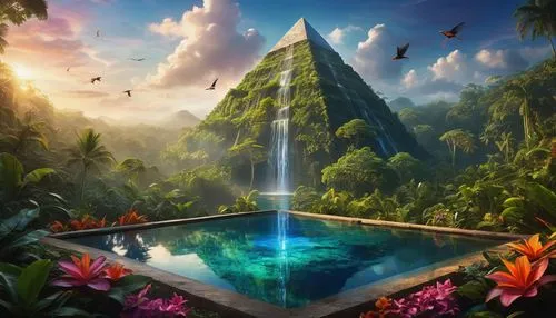 fantasy picture,fantasy landscape,yavin,nature background,garden of eden,futuristic landscape,Photography,General,Commercial