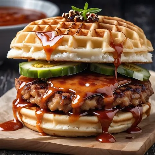 waffles,waffle iron,egg waffles,waffle,liege waffle,belgian waffle,breakfast sandwich,chicken burger,waffle ice cream,gochujang,food photography,burger king grilled chicken sandwiches,barbecue chicken,original chicken sandwich,buffalo burger,breakfast sandwiches,pizzelle,waffle hearts,cemita,melt sandwich,Photography,General,Realistic