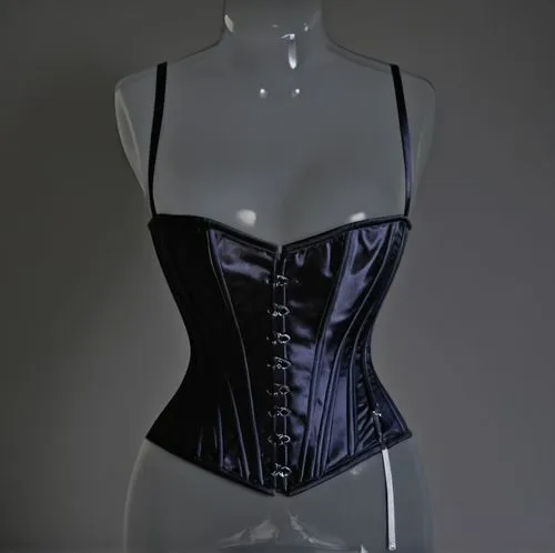 corset, black, satin fabric, shine, high definition,a mannequins bustier on display with no ,corsets,corset,corsetry,corseted,bodice,bodices