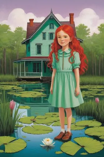 redhead doll,children's background,lily pad,anabelle,lilly pond,dorthy,avonlea,dollhouse,doll's house,fairyland,the little girl,arrietty,pumuckl,clover meadow,pollyanna,pippi,little girl fairy,xanth,ponyo,cute cartoon image,Illustration,Vector,Vector 14