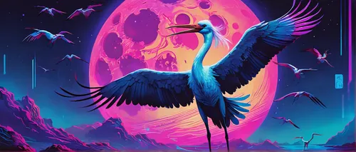 flamingos,flamingo,pink flamingos,pink flamingo,bird kingdom,flamingoes,avian,two flamingo,bird illustration,eagle illustration,night bird,vulture,80's design,cuba flamingos,colorful birds,pelican,bird bird kingdom,screaming bird,owl background,neon ghosts,Conceptual Art,Sci-Fi,Sci-Fi 27