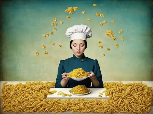 fusilli,fried noodles,macaroni,spaetzle,culinary art,woman holding pie,fresh pasta,janome chow,chinese cuisine,fettuccine,girl with bread-and-butter,broken pasta,pasta,flying noodles,linguine,orzo,wonton noodles,pastina,macaroni and cheese,cheese noodles,Illustration,Realistic Fantasy,Realistic Fantasy 35