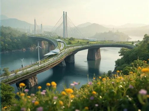 tangshan railway bridge,scenic bridge,guizhou,highway bridge,cable-stayed bridge,guilin,south korea,rainbow bridge,guiyang,chuncheon,jiangzhou,dragon bridge,pont,chungju,changfeng,hangzhou,yangtze,bridge,bridges,huizhou,Photography,General,Realistic