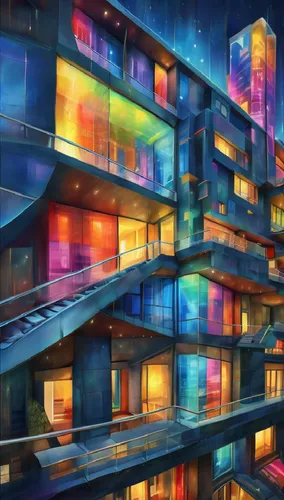 colorful city,apartment block,apartment blocks,cybertown,microdistrict,cybercity,Conceptual Art,Daily,Daily 32