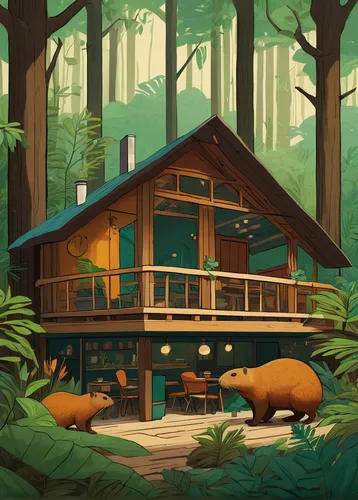 house in the forest,log home,log cabin,small cabin,the cabin in the mountains,lodge,treehouse,cabin,summer cottage,redwood,wooden house,wooden hut,cottage,redwoods,tree house,little house,sugar pine,timber house,house in the mountains,bear guardian,Illustration,American Style,American Style 12