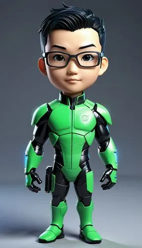 green lantern,3d model,3d man,3d figure,mini e,3d rendered,steel man,actionfigure,cartoon ninja,vax figure,patrol,aaa,green skin,3d render,kid hero,3d modeling,game figure,lantern bat,wei,action figure,Unique,3D,3D Character