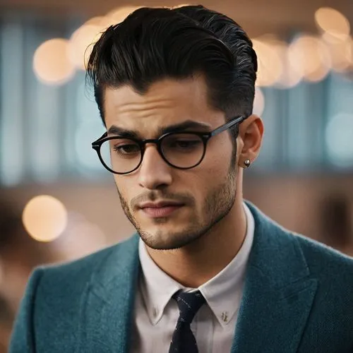 pompadour,sprezzatura,afgan,smart look,gianni,silver framed glasses,Photography,General,Cinematic