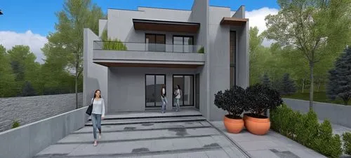 modern house,3d rendering,sketchup,house entrance,residential house,mid century house,Photography,General,Realistic