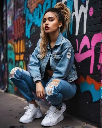 denim jacket,ariela,denim background,thirlwall,jean jacket,concrete background,jeans background,concrete chick,street shot,brick wall background,denim,zhawn,ripped jeans,jades,imogen,nadia,grunge,sneakers,urban,adidas,Photography,Documentary Photography,Documentary Photography 18