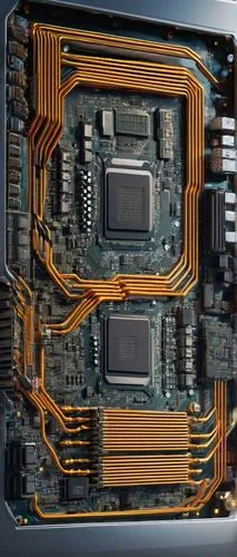 computer architecture, bus system, motherboard, CPU, RAM, GPU, chipset, northbridge, southbridge, peripherals, wires, circuits, metallic texture, complex structure, 3D composition, detailed rendering,