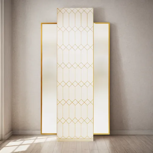 white wall,wall light,wall lamp,room divider,sconce,table lamp,wall panel,floor lamp,cuckoo light elke,art deco background,lattice window,daylighting,gold stucco frame,gold foil corner,table lamps,lig