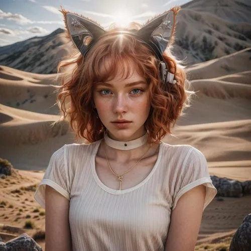 cat ears,desert fox,sand fox,devil,lynx,lioness,sphinx pinastri,girl on the dune,feline look,puma,faun,kat,lion - feline,child fox,feral,ginger cat,sahara,ox,feline,fae