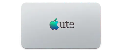 iTunes gift card, rectangular shape, white background, Apple logo, colorful icons, rounded corners, glossy finish, 3D effect, soft lighting, shallow depth of field, central composition, slight shadow,