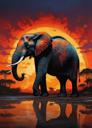 african elephant,elephunk,elephant,triomphant,circus elephant,elephantine,Illustration,Abstract Fantasy,Abstract Fantasy 18