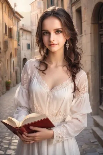 girl in a historic way,principessa,dizionario,juliet,bibliophile,romaniote,Photography,Realistic