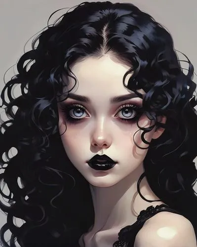 vampire lady,goth woman,vampire woman,fantasy portrait,medusa,gothic woman,vampire,gothic portrait,guelder rose,goth,digital painting,goth like,mystical portrait of a girl,elderberry,paleness,girl portrait,black cherry,black rowan,raven girl,black eyes,Conceptual Art,Fantasy,Fantasy 06