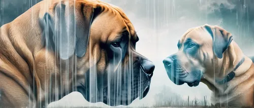 Write a heartwarming story about a loyal and protective Boerboel dog saving its owner from a dangerous situation.,rain cats and dogs,fila brasileiro,lionesses,two-horses,lions couple,two wolves,englis