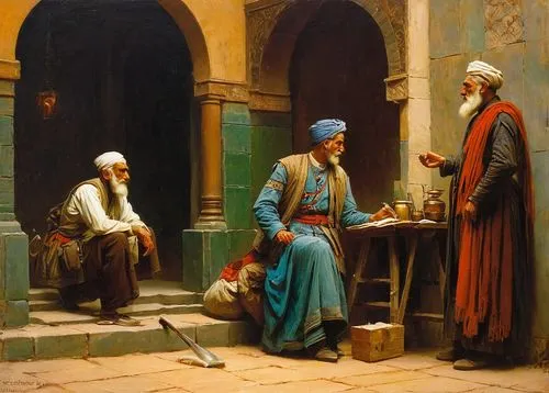 dervishes,merchant,orientalism,fortune teller,woman at the well,ottoman,middle eastern monk,snake charmers,bağlama,turkish culture,caravanserai,souk,argan,i̇mam bayıldı,islamic lamps,vendors,jordanian,seller,monks,pilgrims,Art,Classical Oil Painting,Classical Oil Painting 42