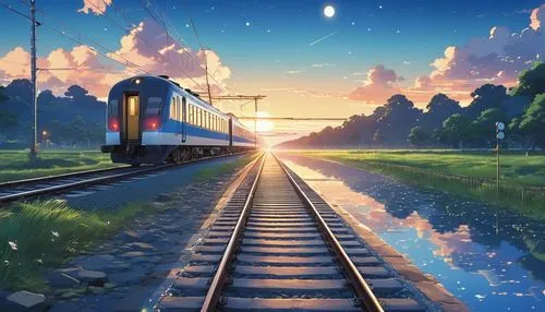 sky train,last train,railroad,train,tracks,tsumugi kotobuki k-on,train of thought,studio ghibli,eurobahn,galaxy express,electric train,railway,trains,the train,long-distance train,train way,train ride,conductor tracks,early train,track,Photography,General,Realistic