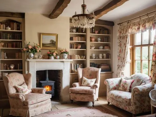 sitting room,country cottage,inglenook,claverton,victorian room,country house,home interior,old victorian,victorian style,reading room,interior decor,highgrove,hambleton,family room,cotswolds,furnishings,homely,mantelpieces,interiors,cosier,Illustration,Realistic Fantasy,Realistic Fantasy 09