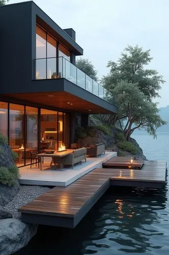 house by the water,house with lake,modern house,dreamhouse,3d rendering,pool house