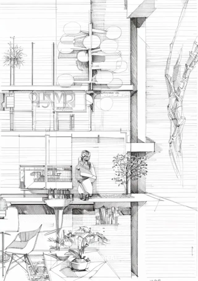 Interior apartamento,sketchup,unbuilt,revit,workspaces,frame drawing,roughs,Design Sketch,Design Sketch,Hand-drawn Line Art