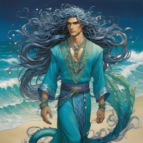 xufeng,sea god,seregil,god of the sea,fingon,atlantean,Illustration,Realistic Fantasy,Realistic Fantasy 04